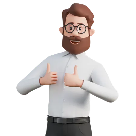 Man showing a thumb up like sign  3D Illustration