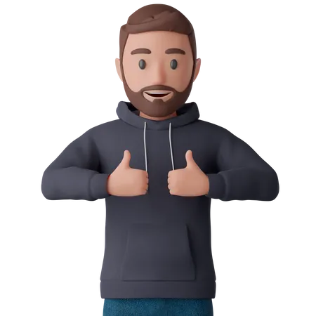 Man showing a thumb up like sign  3D Illustration