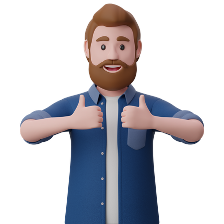 Man showing a thumb up like sign  3D Illustration