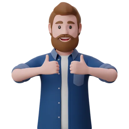 Man showing a thumb up like sign  3D Illustration