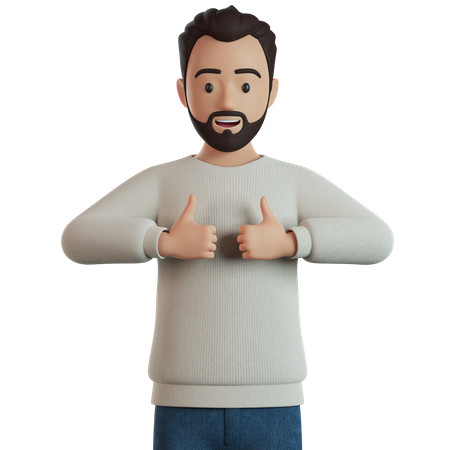 Man Showing A Thumb Up Like Sign  3D Illustration