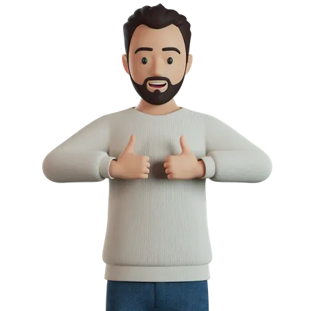 Man Showing A Thumb Up Like Sign  3D Illustration