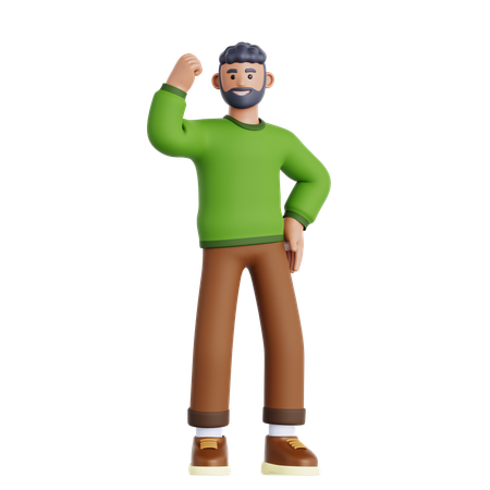 Man Showing Arm Muscle  3D Icon