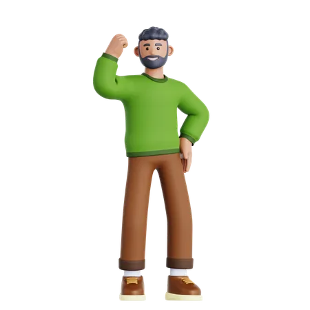 Man Showing Arm Muscle  3D Icon