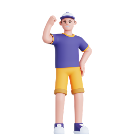 Man Showing Arm Muscle  3D Icon