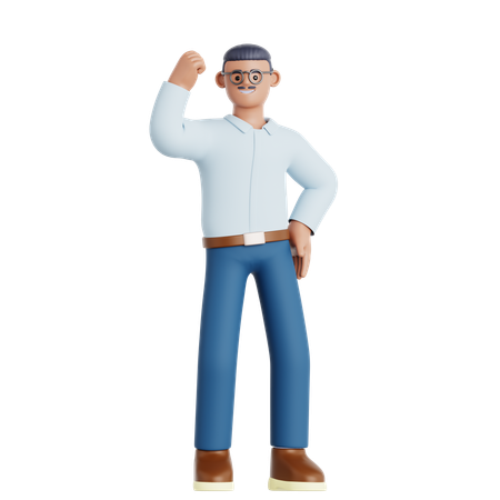 Man Showing Arm Muscle  3D Illustration