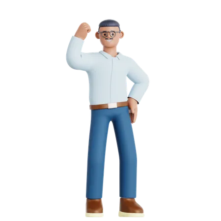 Man Showing Arm Muscle  3D Illustration