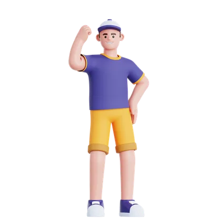 Man Showing Arm Muscle  3D Illustration