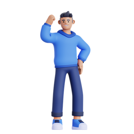 Man Showing Arm Muscle  3D Illustration