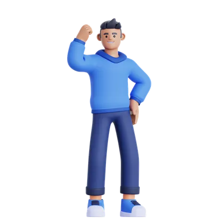 Man Showing Arm Muscle  3D Illustration