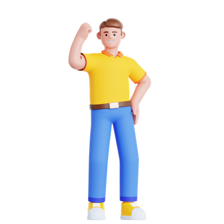 Man Showing Arm Muscle  3D Illustration