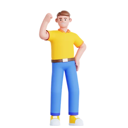 Man Showing Arm Muscle  3D Illustration