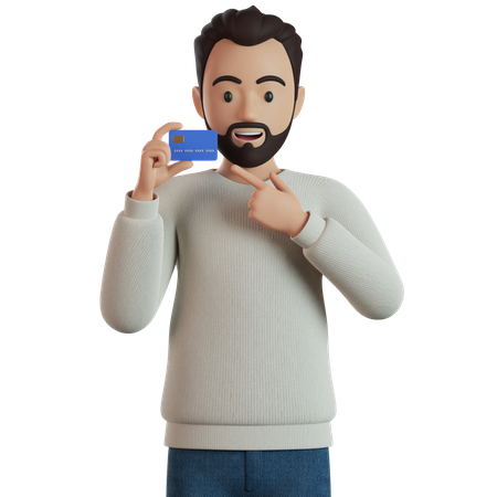 Man Showing Bank Card  3D Illustration