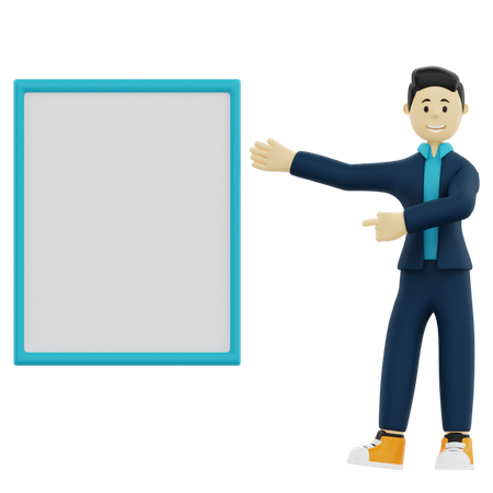 Man showing blank board  3D Illustration