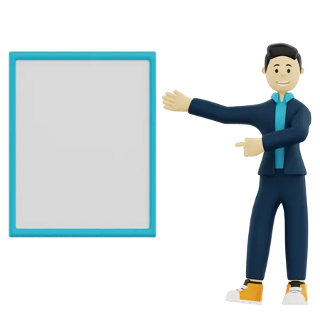 Man showing blank board  3D Illustration