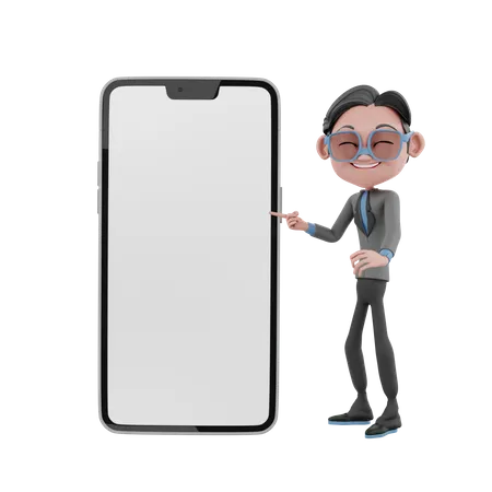 Man showing blank mobile screen  3D Illustration