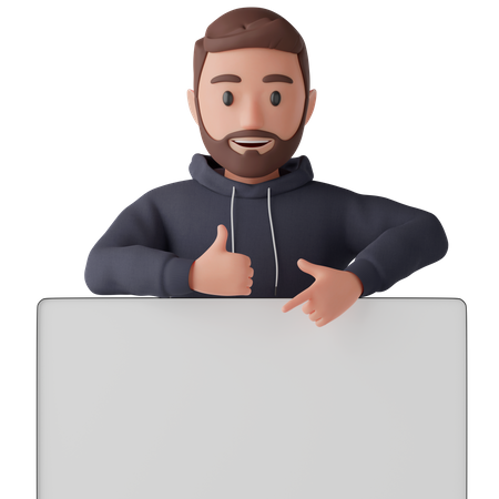 Man showing board  3D Icon