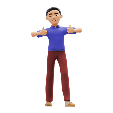 Man showing both thumbs up  3D Icon