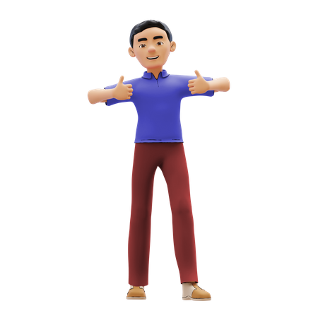 Man showing both thumbs up 3D Illustration