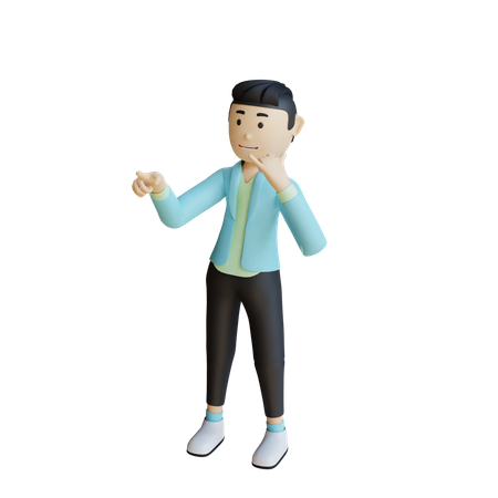 Man showing Calling Hand Gesture  3D Illustration