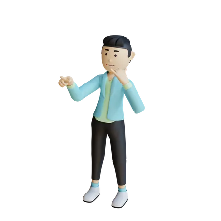 Man showing Calling Hand Gesture  3D Illustration