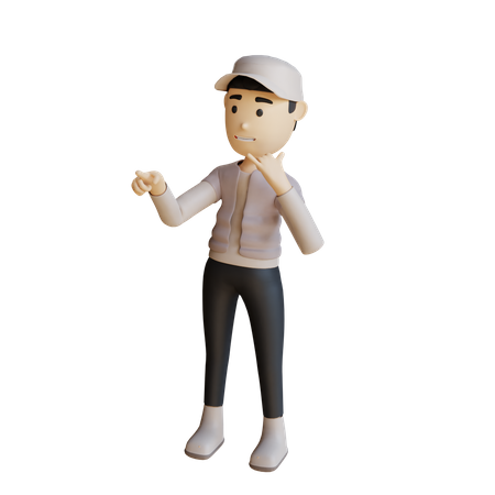 Man showing Calling Hand Gesture  3D Illustration