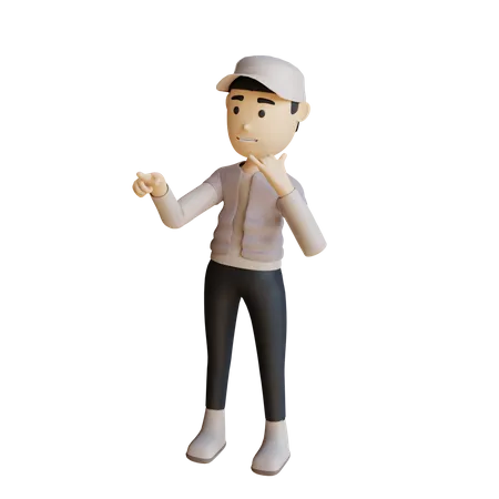 Man showing Calling Hand Gesture  3D Illustration