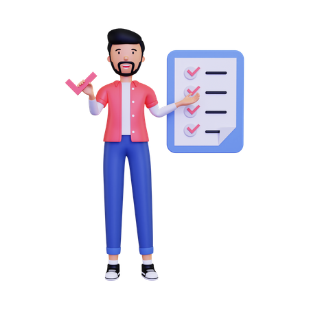 Man showing checklist clipboard  3D Icon
