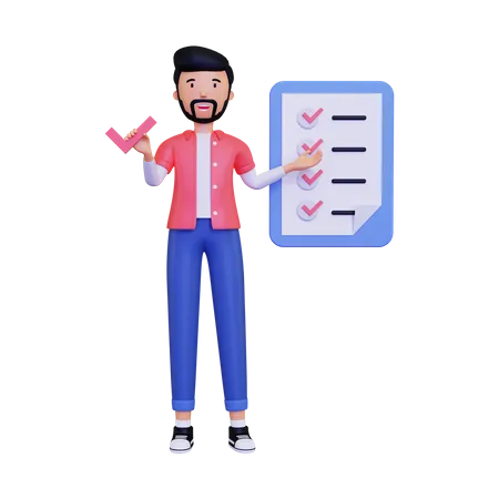 Man showing checklist clipboard  3D Illustration