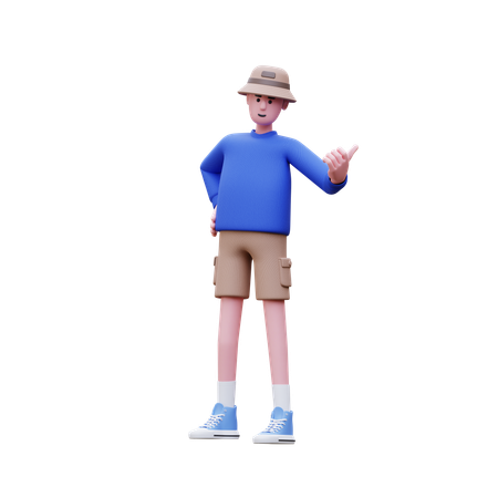 Man Showing Direction  3D Illustration