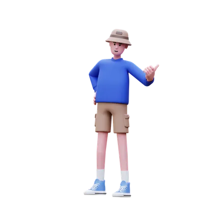 Man Showing Direction  3D Illustration