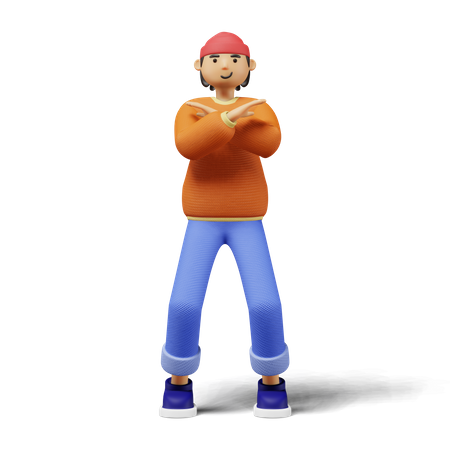 Man showing disagree gesture  3D Icon