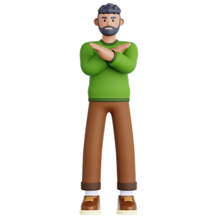 Man Showing Disagreement Sign  3D Icon