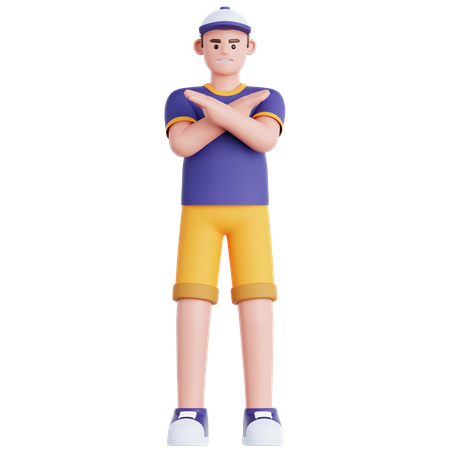 Man Showing Disagreement Sign  3D Icon
