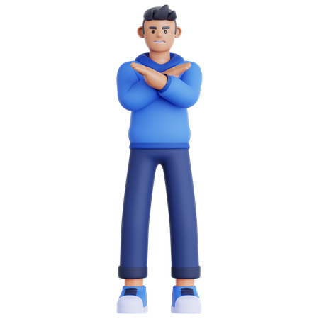 Man Showing Disagreement Sign  3D Icon