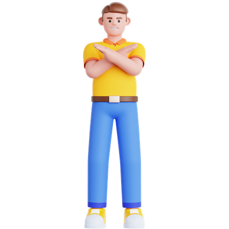 Man Showing Disagreement Sign  3D Icon
