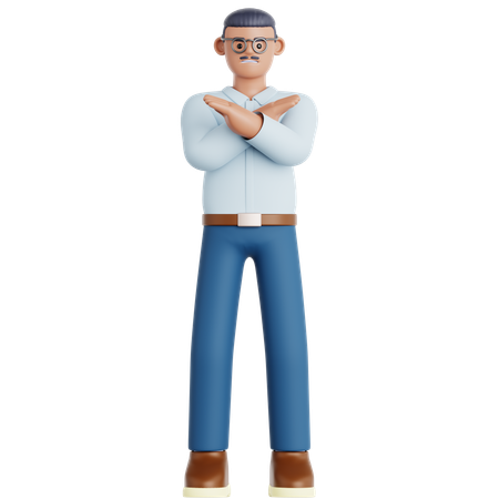 Man Showing Disagreement Sign  3D Illustration