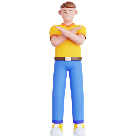 Man Showing Disagreement Sign  3D Illustration