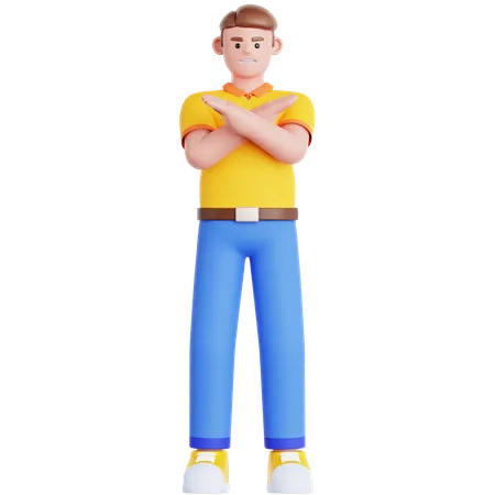 Man Showing Disagreement Sign  3D Illustration