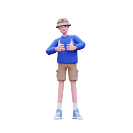 Man Showing Double Thumbs Up  3D Illustration