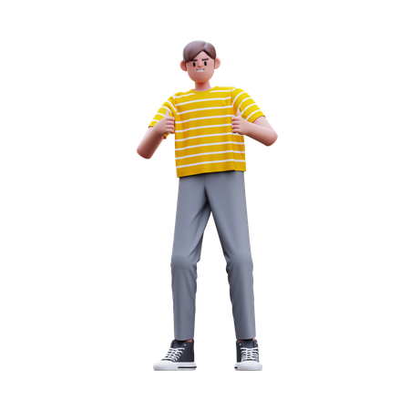 Man showing double thumbs up  3D Icon
