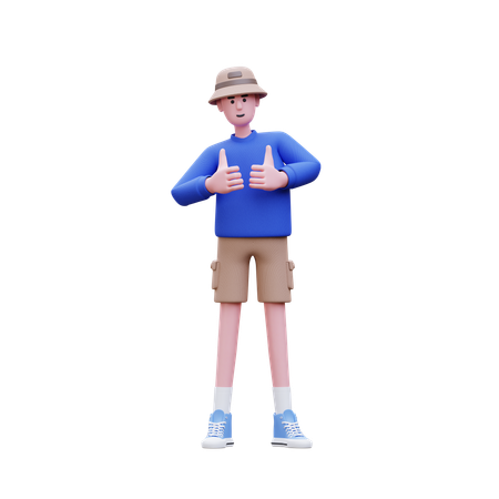 Man Showing Double Thumbs Up  3D Icon