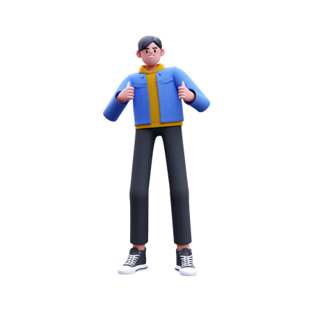 Man Showing Double Thumbs Up  3D Icon