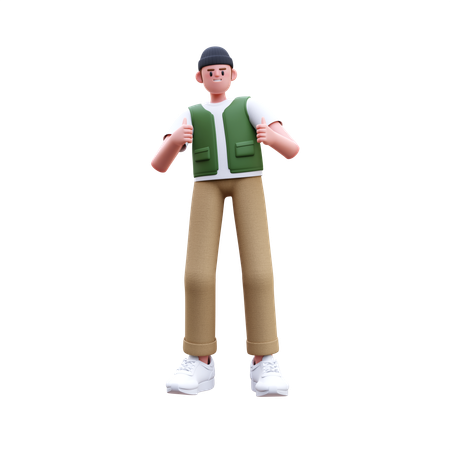 Man Showing Double Thumbs Up  3D Icon