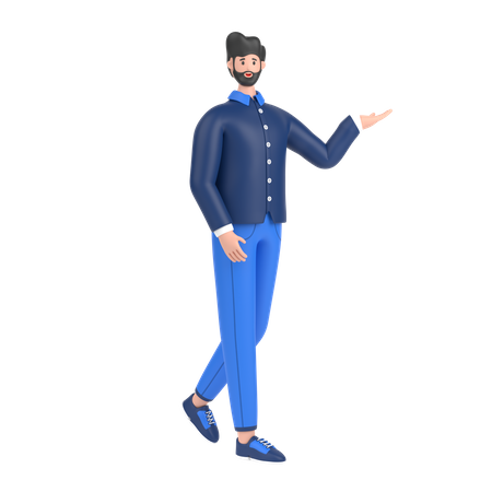 Man showing empty copy space on open hand palm  3D Icon