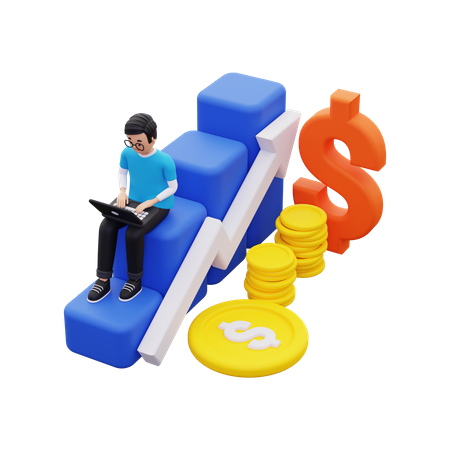 Man showing financial investment growth  3D Icon