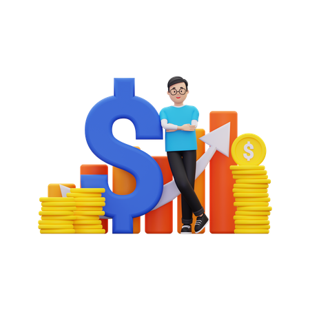 Man showing financial investment growth  3D Icon