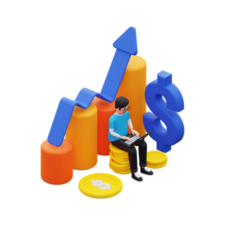 Man showing financial investment growth  3D Illustration