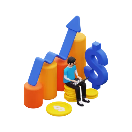 Man showing financial investment growth  3D Illustration