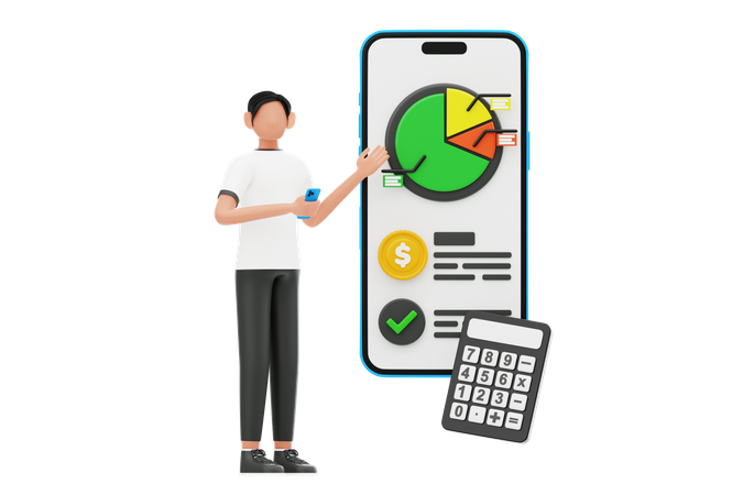 Man Showing Financial Planning  3D Illustration